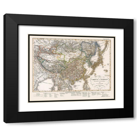 China Japan - Perthes 1850 Black Modern Wood Framed Art Print with Double Matting by Perthes