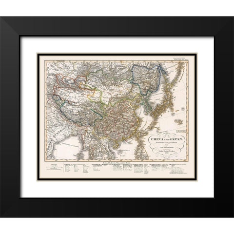 China Japan - Perthes 1850 Black Modern Wood Framed Art Print with Double Matting by Perthes