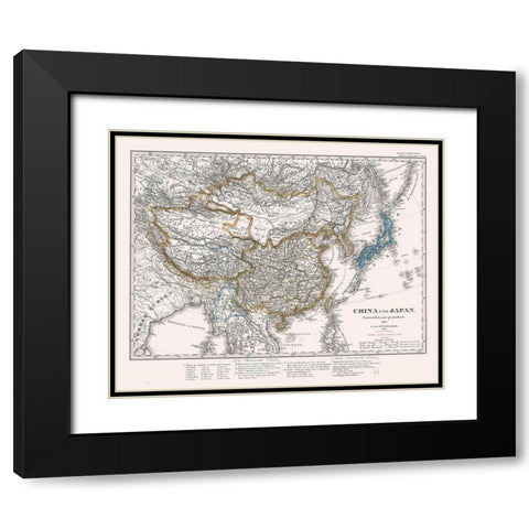 China Japan - Perthes 1866 Black Modern Wood Framed Art Print with Double Matting by Perthes