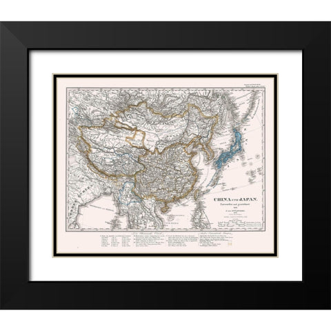 China Japan - Perthes 1866 Black Modern Wood Framed Art Print with Double Matting by Perthes
