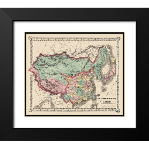 Asia Chinese Empire Japan - Schonberg 1865 Black Modern Wood Framed Art Print with Double Matting by Schonberg