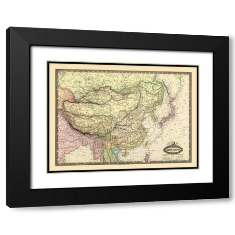 China Japan - Renouard 1860 Black Modern Wood Framed Art Print with Double Matting by Renouard