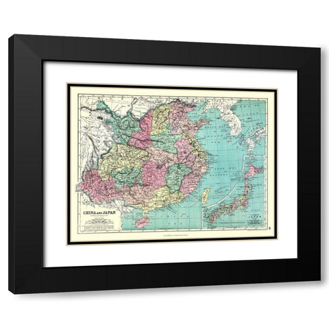 China Japan - Williams 1860 Black Modern Wood Framed Art Print with Double Matting by Williams