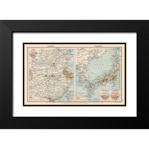Asia China Japan Exports - Bartholomew 1907 Black Modern Wood Framed Art Print with Double Matting by Bartholomew