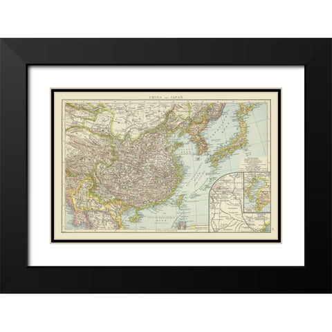 China Japan - Andree 1881 Black Modern Wood Framed Art Print with Double Matting by Andree