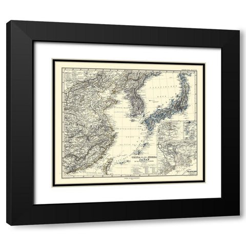 China Japan Korea - Perthes 1872 Black Modern Wood Framed Art Print with Double Matting by Perthes
