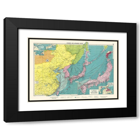 Asia Chinese Japanese Ports - Philip 1922 Black Modern Wood Framed Art Print with Double Matting by Philip