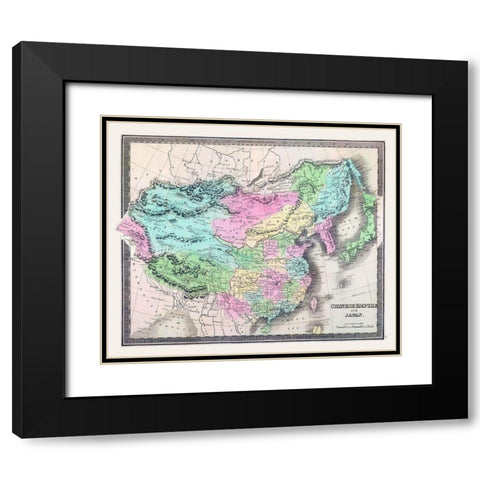 Asia Chinese Empire Japan - Greenleaf 1848 Black Modern Wood Framed Art Print with Double Matting by Greenleaf