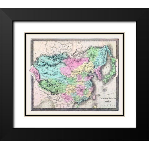Asia Chinese Empire Japan - Greenleaf 1848 Black Modern Wood Framed Art Print with Double Matting by Greenleaf