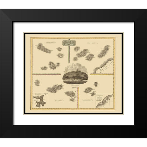 Cape Verde Canary Madeira Azore - Thomson 1814 Black Modern Wood Framed Art Print with Double Matting by Thomson