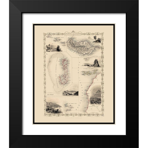 Atlantic Islands - Tallis 1851 Black Modern Wood Framed Art Print with Double Matting by Tallis