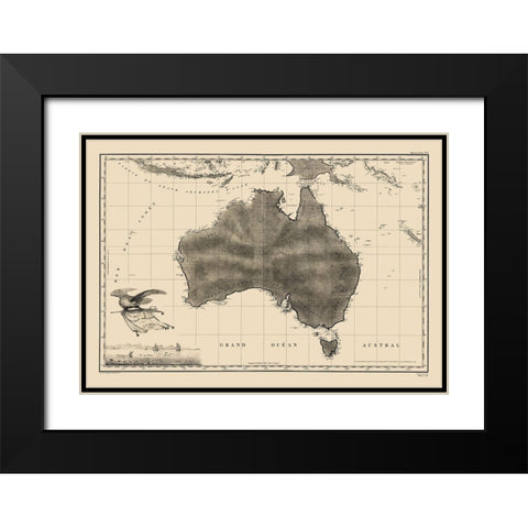 Australia - Freycinet 1811 Black Modern Wood Framed Art Print with Double Matting by Freycinet