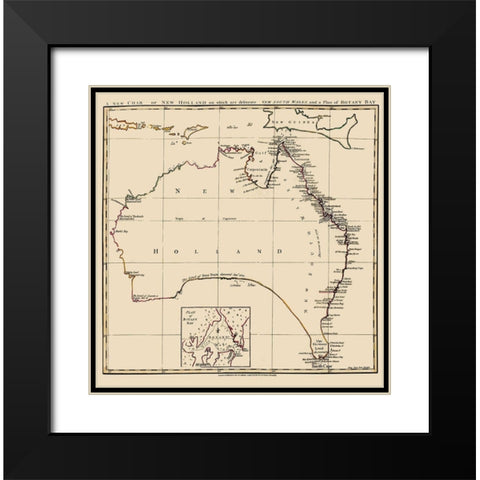 Australia New Holland - Stockdale 1767 Black Modern Wood Framed Art Print with Double Matting by Stockdale