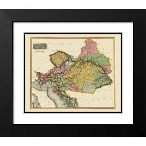 Austria - Thomson 1816 Black Modern Wood Framed Art Print with Double Matting by Thomson