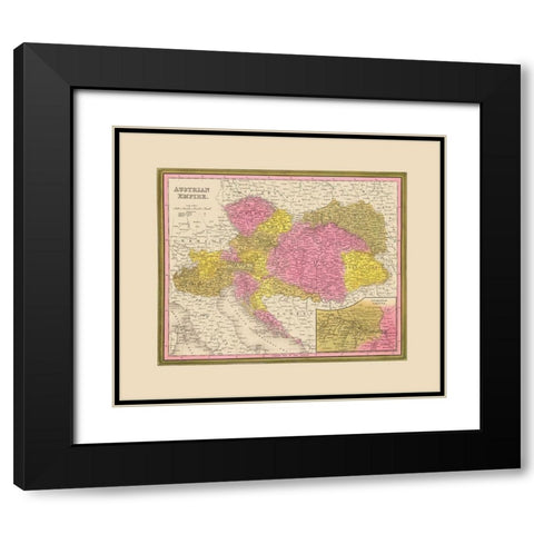 Austrian Empire - Mitchell 1846 Black Modern Wood Framed Art Print with Double Matting by Mitchell
