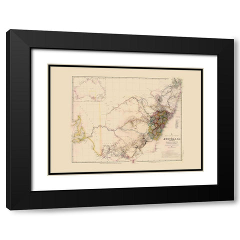 Southeast Australia - Arrowsmith 1844 Black Modern Wood Framed Art Print with Double Matting by Arrowsmith