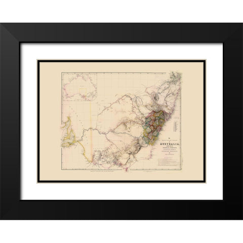 Southeast Australia - Arrowsmith 1844 Black Modern Wood Framed Art Print with Double Matting by Arrowsmith