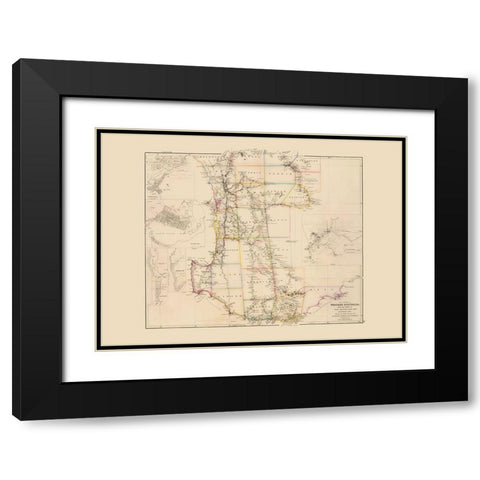 Australia Western Colony - Arrowsmith 1844 Black Modern Wood Framed Art Print with Double Matting by Arrowsmith