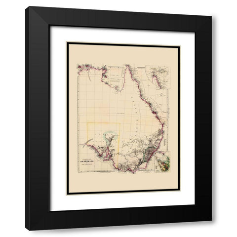 Eastern Australia - Arrowsmith 1844 Black Modern Wood Framed Art Print with Double Matting by Arrowsmith