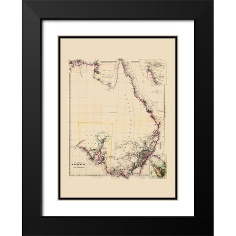 Eastern Australia - Arrowsmith 1844 Black Modern Wood Framed Art Print with Double Matting by Arrowsmith