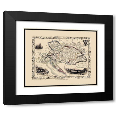 Austria - Tallis 1851 Black Modern Wood Framed Art Print with Double Matting by Tallis