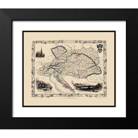 Austria - Tallis 1851 Black Modern Wood Framed Art Print with Double Matting by Tallis