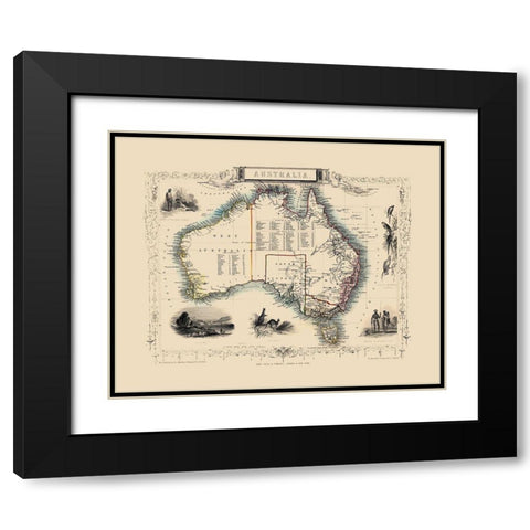 Australia - Tallis 1851 Black Modern Wood Framed Art Print with Double Matting by Tallis