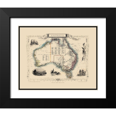 Australia - Tallis 1851 Black Modern Wood Framed Art Print with Double Matting by Tallis