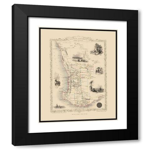 West Part Australia - Tallis 1851 Black Modern Wood Framed Art Print with Double Matting by Tallis