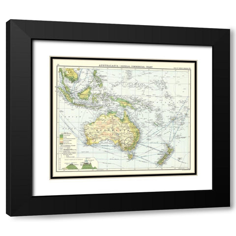 Australia General Commercial Chart - Newnes 1907 Black Modern Wood Framed Art Print with Double Matting by Newnes