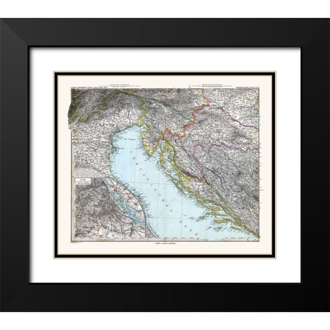South West Austria Hungary - Stieler  1885 Black Modern Wood Framed Art Print with Double Matting by Stieler