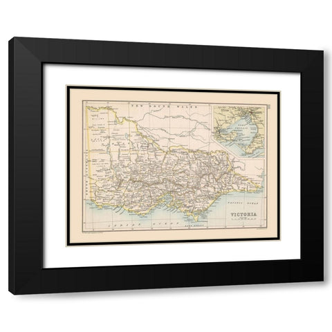 Victoria State Australia - Bartholomew 1892 Black Modern Wood Framed Art Print with Double Matting by Bartholomew