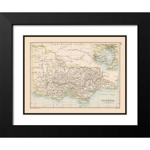 Victoria State Australia - Bartholomew 1892 Black Modern Wood Framed Art Print with Double Matting by Bartholomew