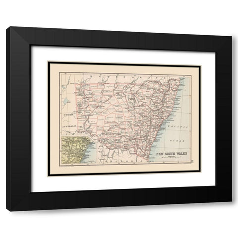 New South Wales Australia - Bartholomew 1892 Black Modern Wood Framed Art Print with Double Matting by Bartholomew