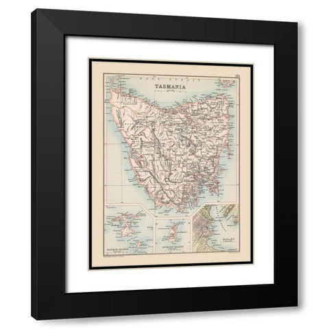 Australia Tasmania  - Bartholomew 1892 Black Modern Wood Framed Art Print with Double Matting by Bartholomew