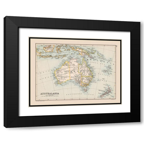 Australasia - Bartholomew 1892 Black Modern Wood Framed Art Print with Double Matting by Bartholomew