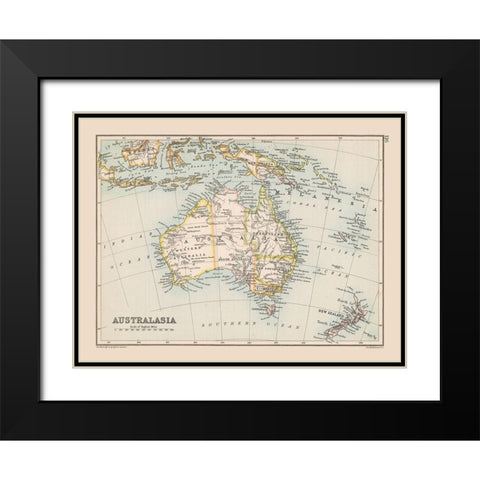 Australasia - Bartholomew 1892 Black Modern Wood Framed Art Print with Double Matting by Bartholomew