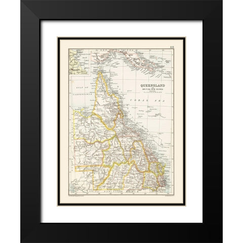 Australia Queensland British New Guinea Black Modern Wood Framed Art Print with Double Matting by Bartholomew