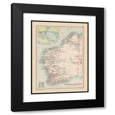 Western Australia - Bartholomew 1892 Black Modern Wood Framed Art Print with Double Matting by Bartholomew