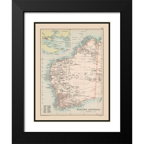 Western Australia - Bartholomew 1892 Black Modern Wood Framed Art Print with Double Matting by Bartholomew