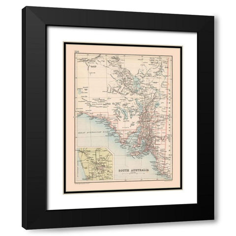 South Australia - Bartholomew 1892 Black Modern Wood Framed Art Print with Double Matting by Bartholomew