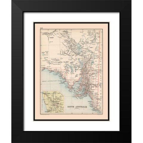 South Australia - Bartholomew 1892 Black Modern Wood Framed Art Print with Double Matting by Bartholomew
