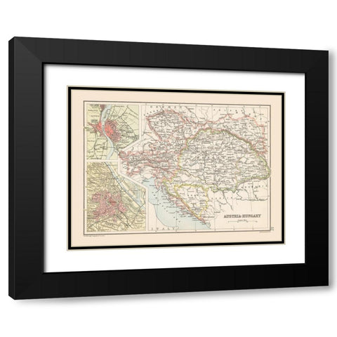 Austria Hungary - Bartholomew 1892 Black Modern Wood Framed Art Print with Double Matting by Bartholomew
