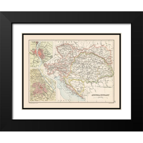 Austria Hungary - Bartholomew 1892 Black Modern Wood Framed Art Print with Double Matting by Bartholomew