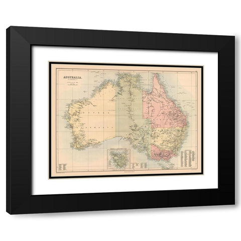 Australia - Bartholomew 1867 Black Modern Wood Framed Art Print with Double Matting by Bartholomew