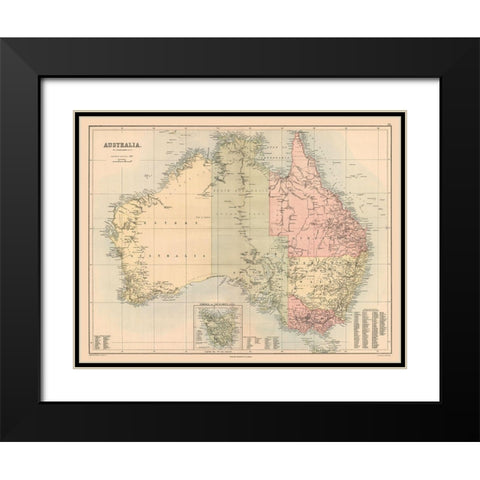 Australia - Bartholomew 1867 Black Modern Wood Framed Art Print with Double Matting by Bartholomew