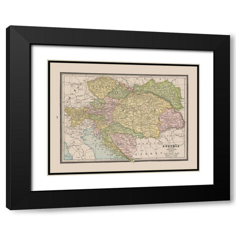 Austria - Cram 1888 Black Modern Wood Framed Art Print with Double Matting by Cram