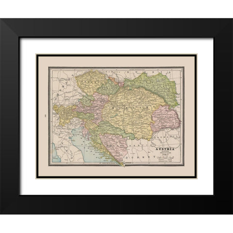 Austria - Cram 1888 Black Modern Wood Framed Art Print with Double Matting by Cram