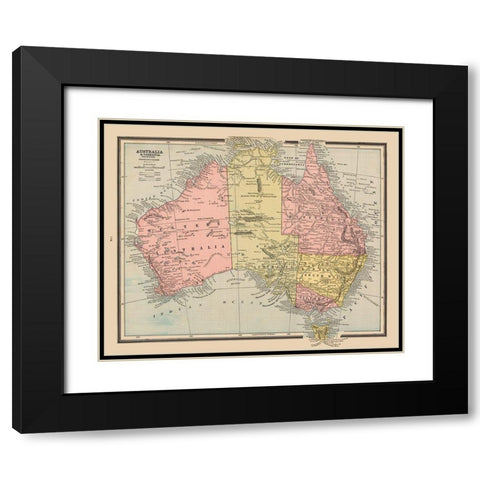 Tasmania Australia - Cram 1888 Black Modern Wood Framed Art Print with Double Matting by Cram