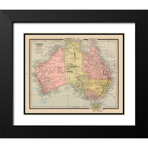 Tasmania Australia - Cram 1888 Black Modern Wood Framed Art Print with Double Matting by Cram